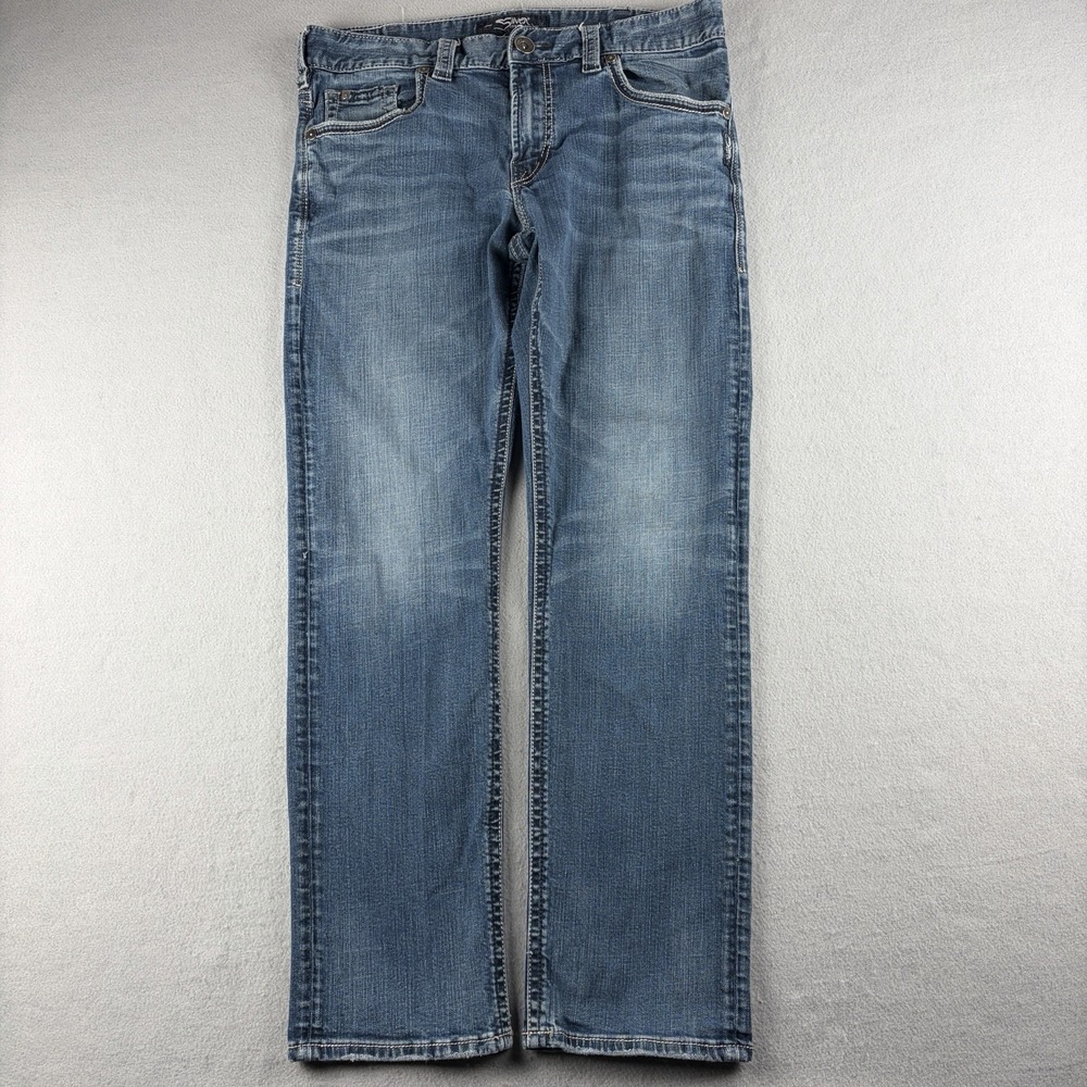 Silver Jeans Co Eddie Relaxed Slim Straight Jeans Men 34x32 Fits 34x31 Indigo
